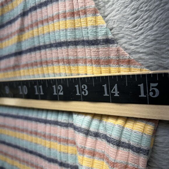 Y2K American Eagle Tank Top L Milkmaid Dainty Ribbed Striped Square Neck Cropped - Picture 5 of 8
